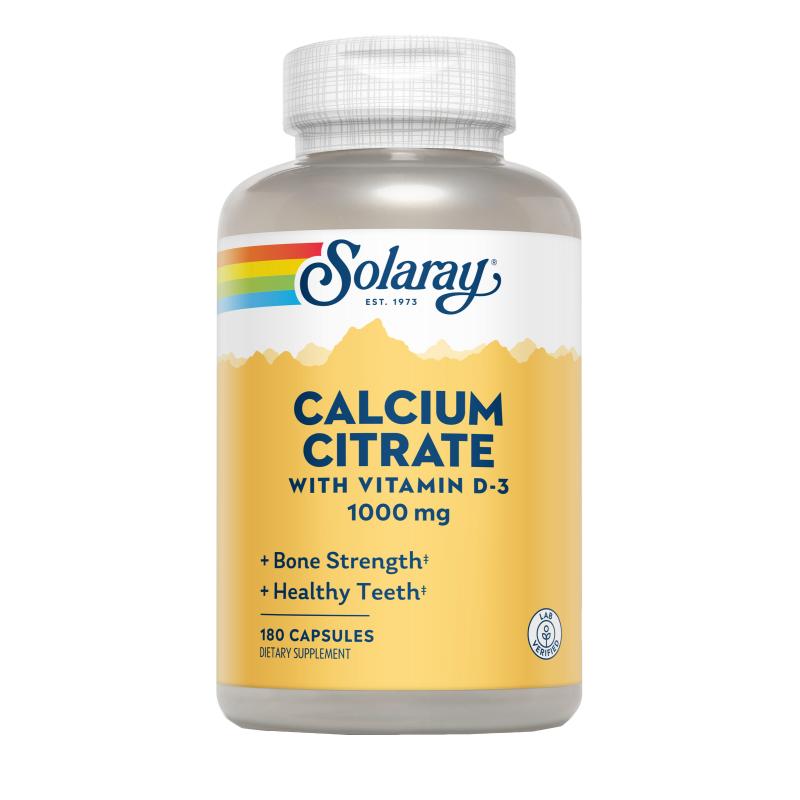 Citrato de cálcio W/D3 1000mg Solaray 90 cápsulas