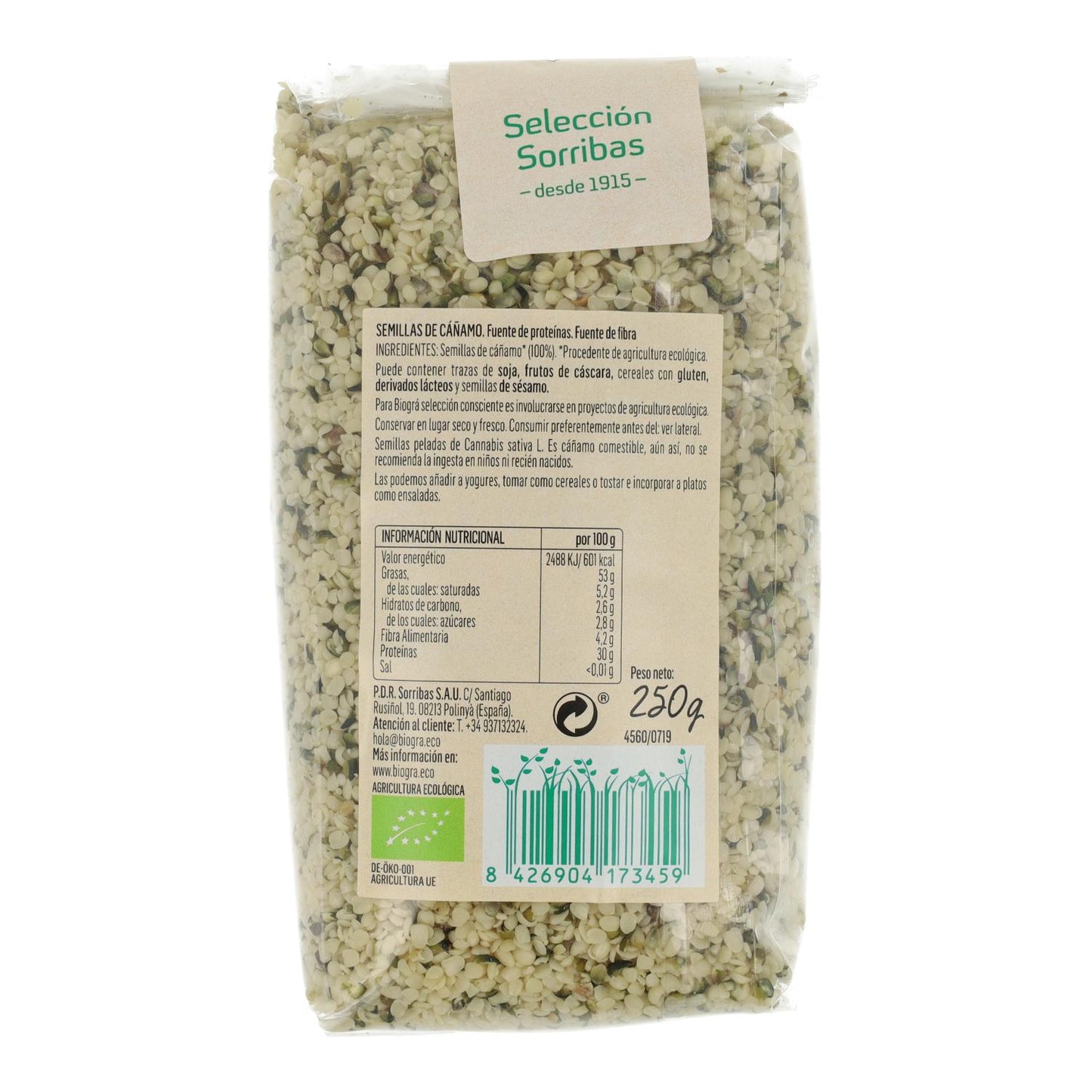 Sementes de cânhamo descascadas biológicas Biogra, 250 g