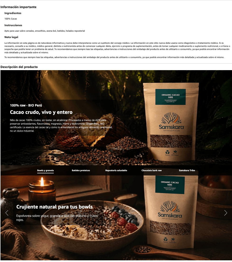 Nibs De Cacao Crudo Bio - 250g | Cacao Puro Ecológico Vegano Para Repostería Y Bebidas, Sin Azúcares Añadidos_5