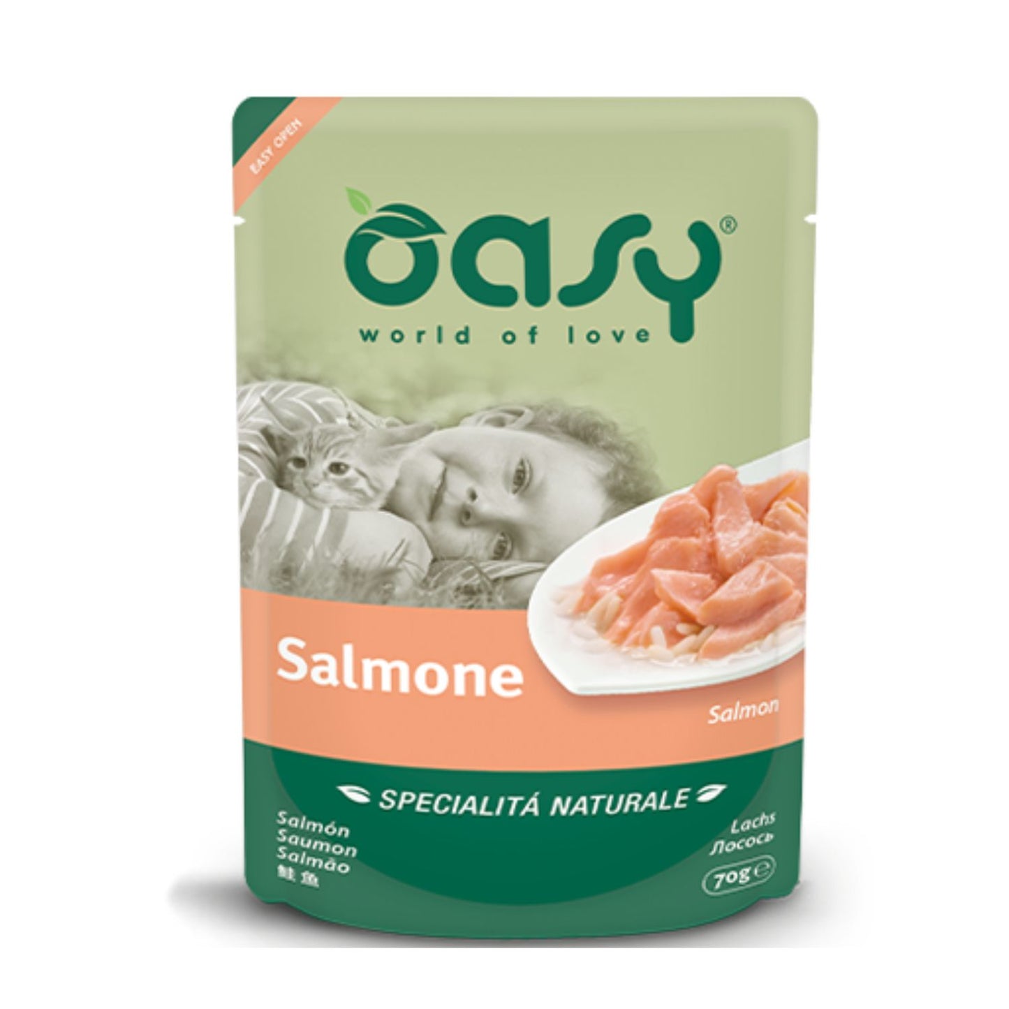 24 Sobres De Comida Oasy Para Gato En Jelly Pouch 24x70g De Salmon_0
