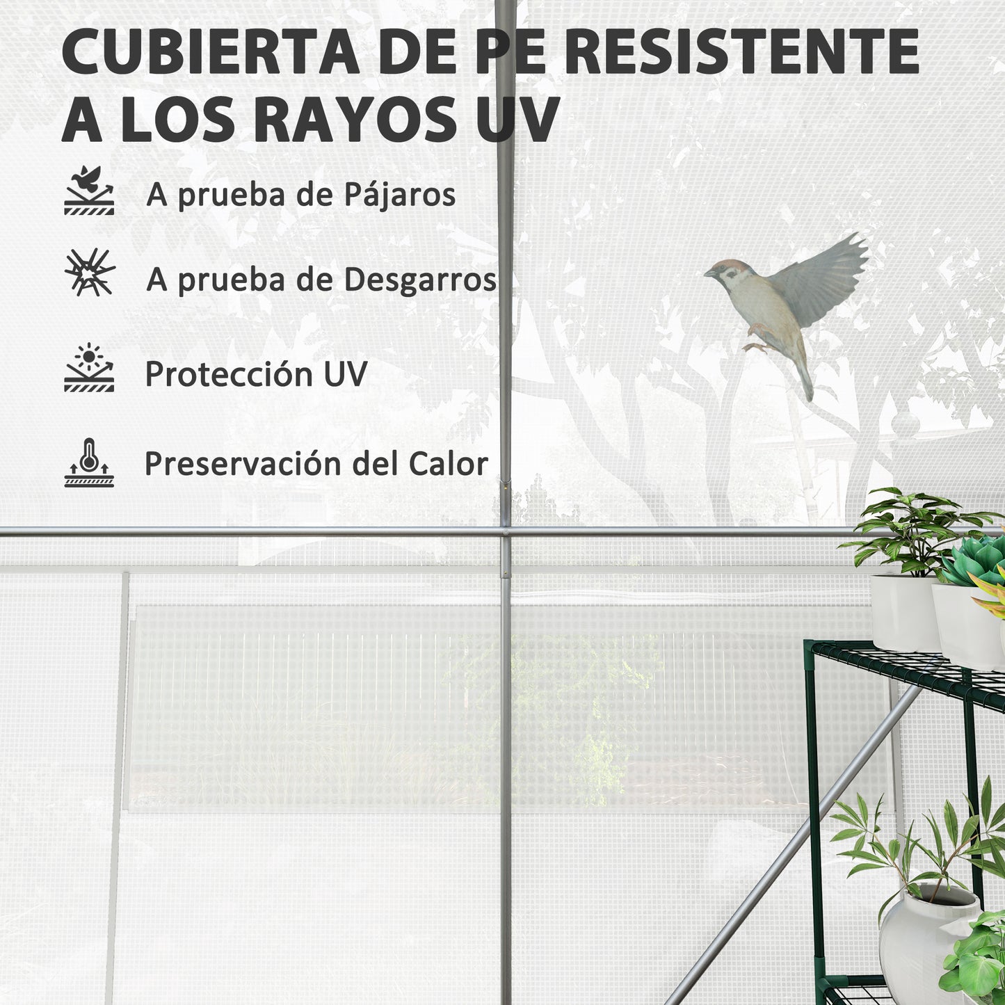 Outsunny Invernadero De Exterior 6x3x2 M Con 6 Ventanas De Malla Blanco_5