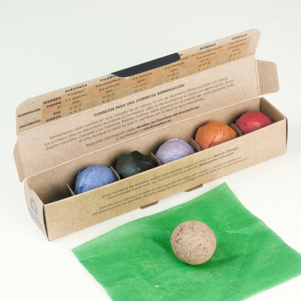 Pack 6 Bombas de Semillas de Hierbas Aromáticas – Huerto Casero de Cocina, Regalo Original - Resetea_4