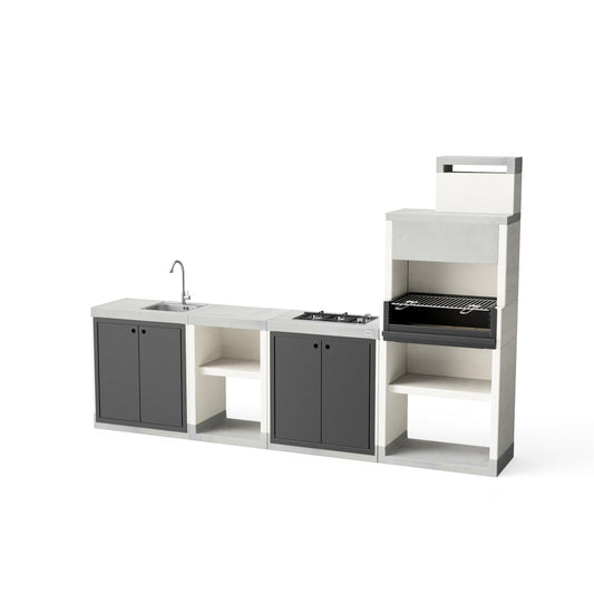 Cozinha exterior Venit Flex com churrasqueira, lava-loiça e fogão Tuozi