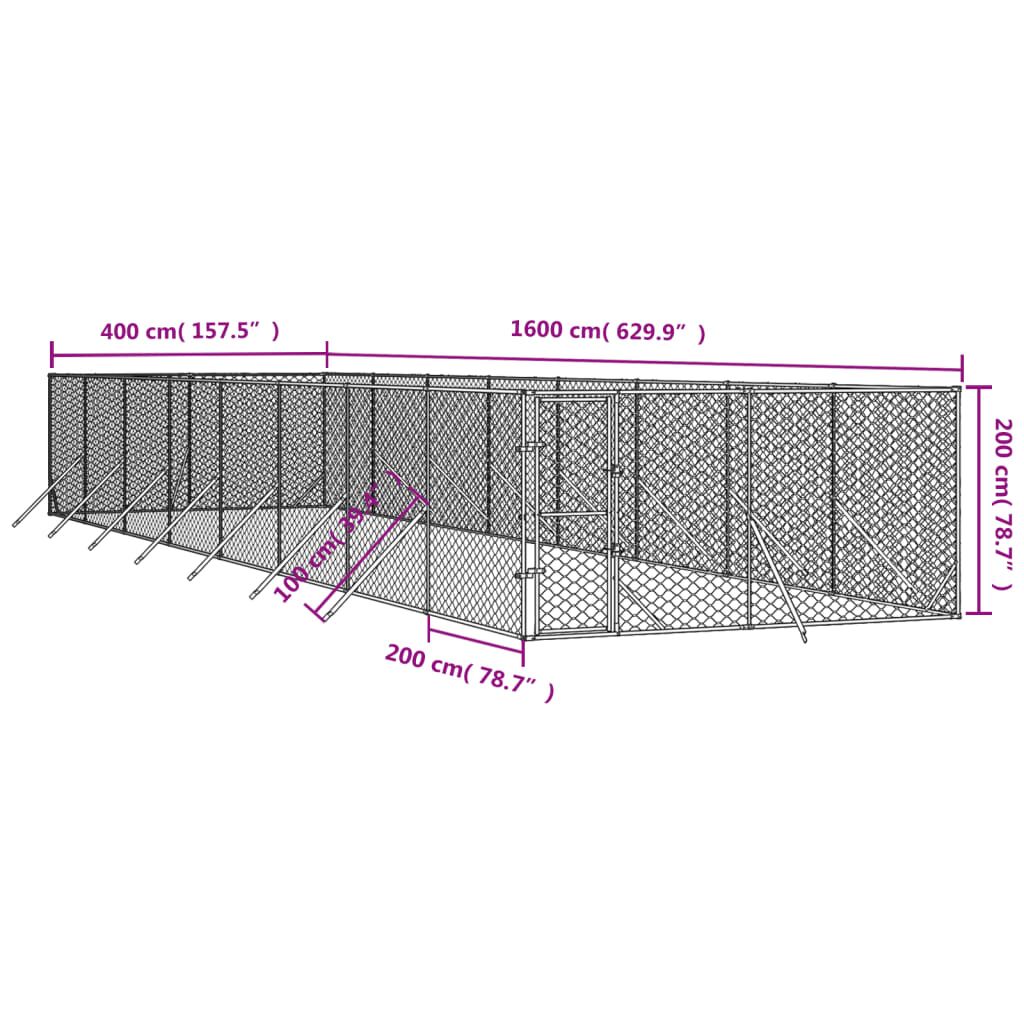 Vidaxl Perrera De Exterior Acero Galvanizado Plateado 4x16x2 M_3