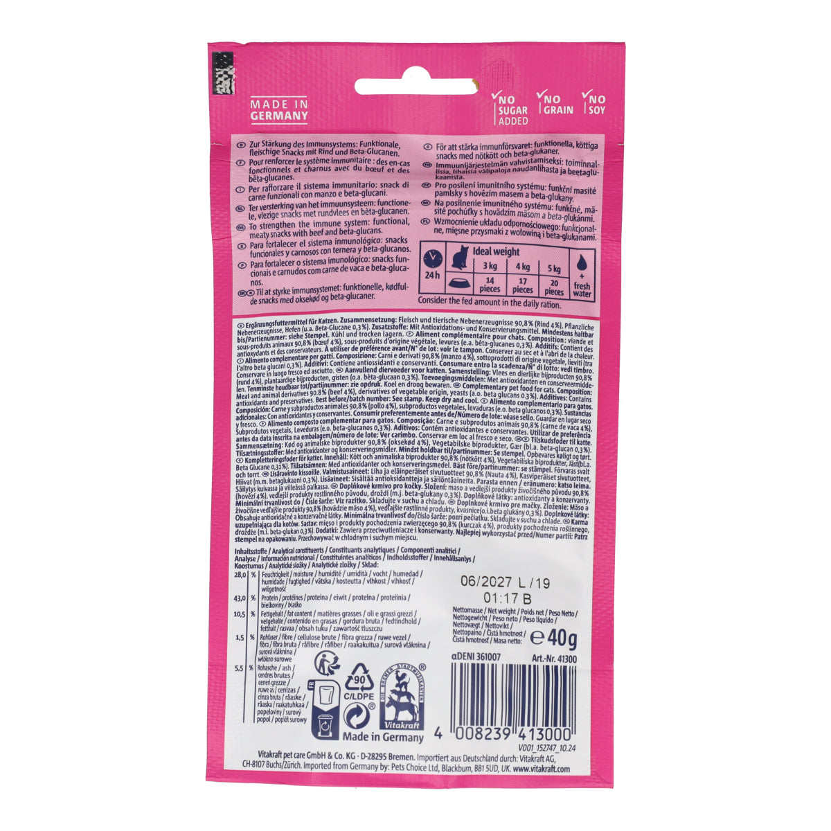 Vita Hearts inmunity ternera Vitakraft 40g