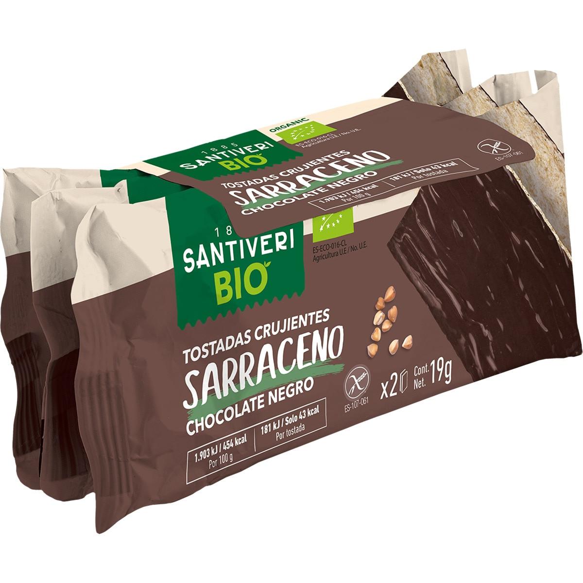 Tosta crocante de trigo sarraceno com chocolate negro biológico 3x57g