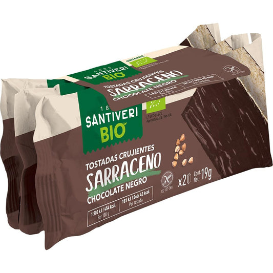 Tosta crocante de trigo sarraceno com chocolate negro biológico 3x57g