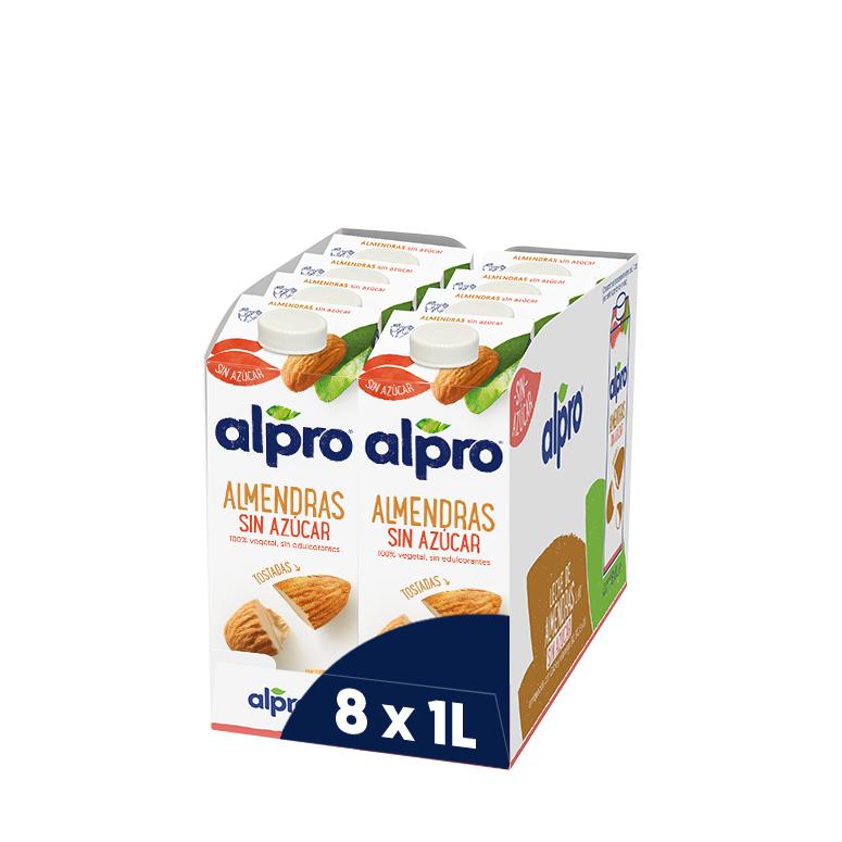 Embalagem de 8 bebidas de amêndoa sem açúcar Alpro, 1 litro