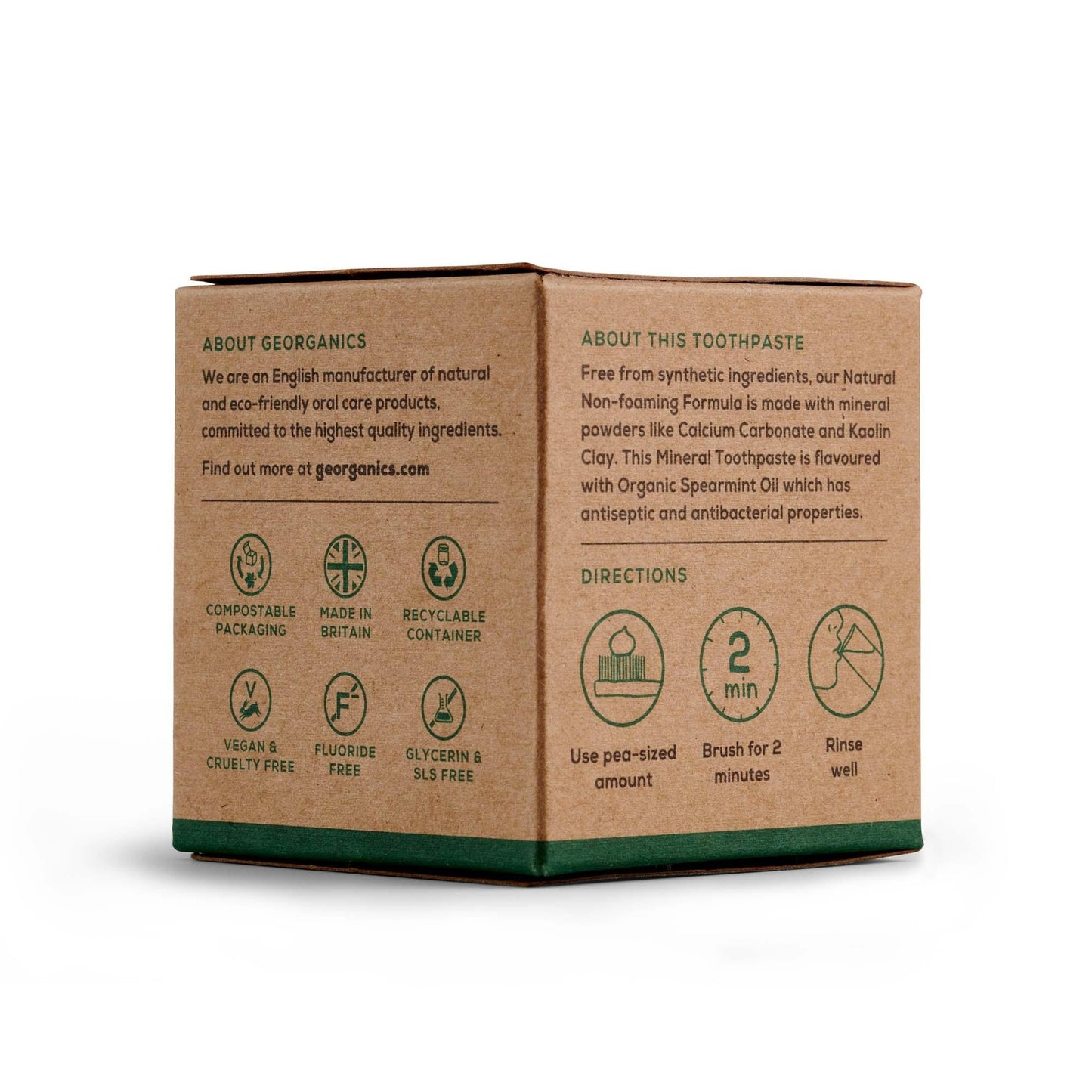 Pasta de dentes natural de hortelã-pimenta e coco Georganics 60 ml