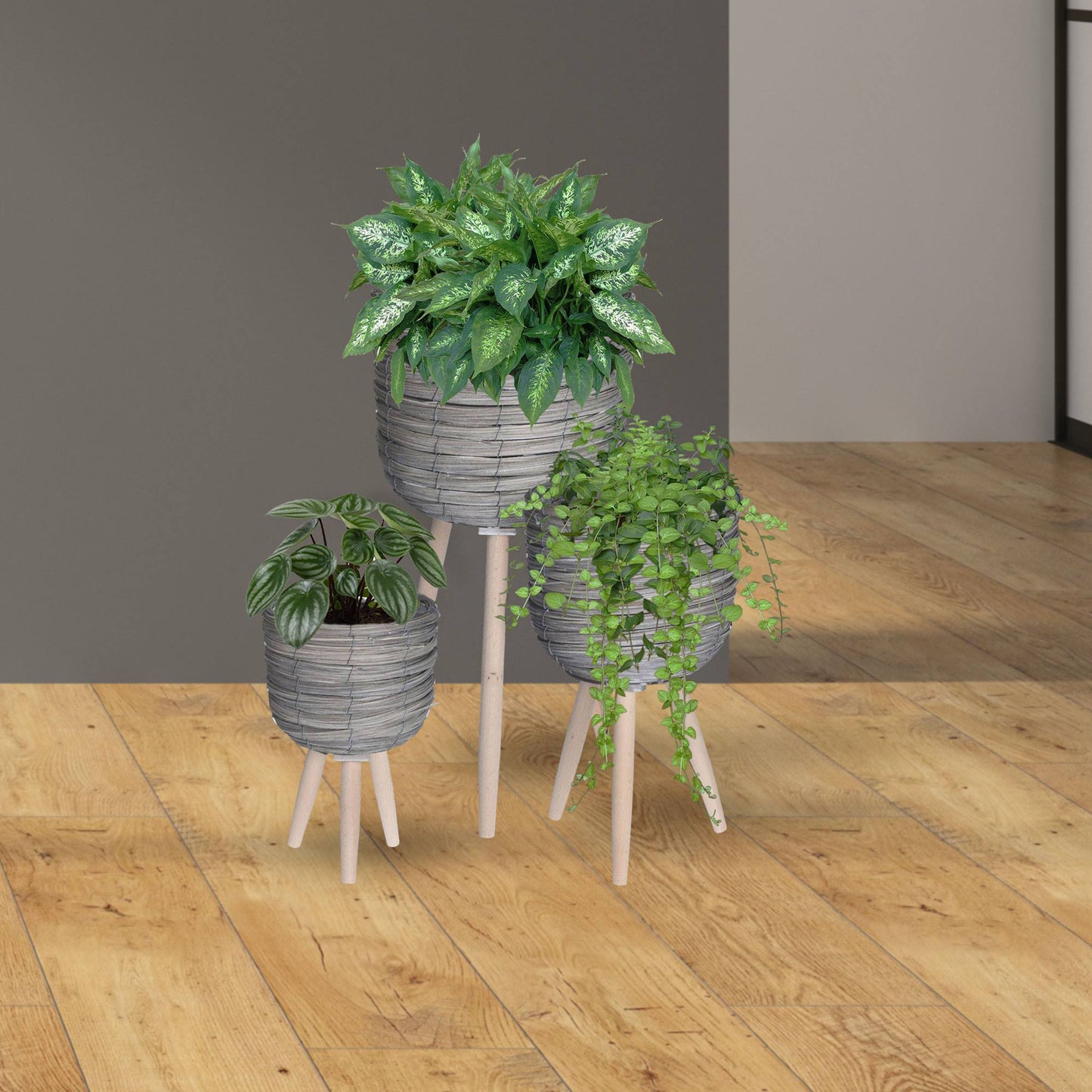 Well Home Set 3 Maceteros C/patas Gris Ø21ø25ø30cm_5