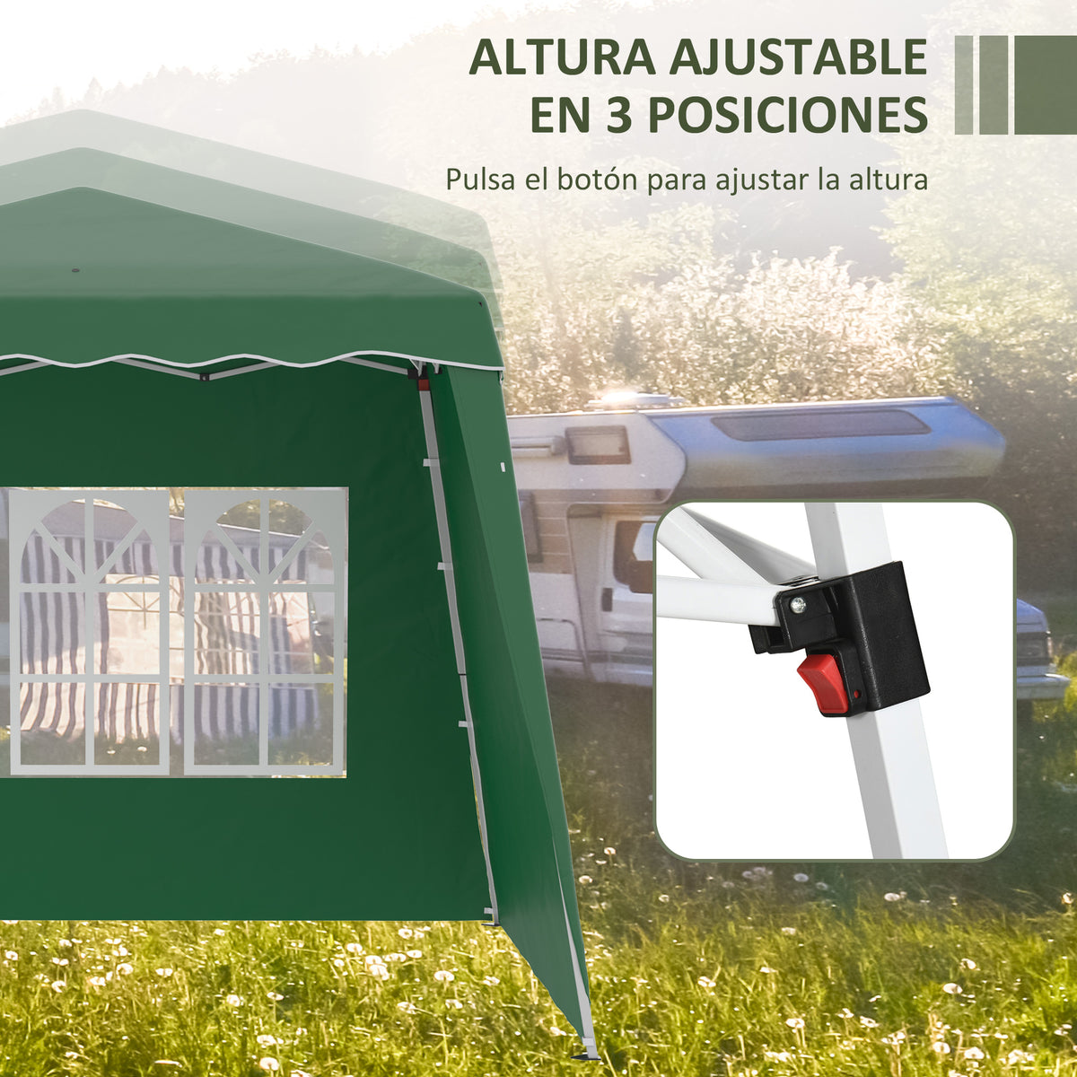 Carpa Plegable Outsunny 240x240x250 Cm Verde_5