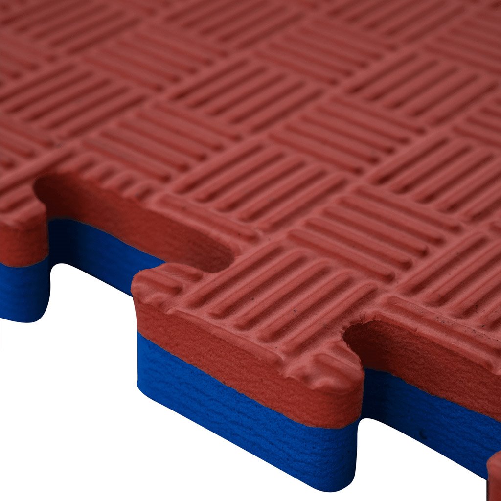 Tatami Puzzle 2cm 100x100cm – Superficie 5 Líneas Rojo/azul