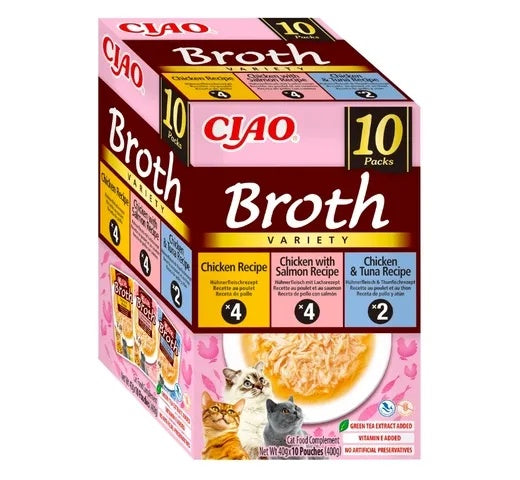 Ciao Broth Multipack de Pollo, Salmón y Atún para Gatos Churu 10 x 40 g