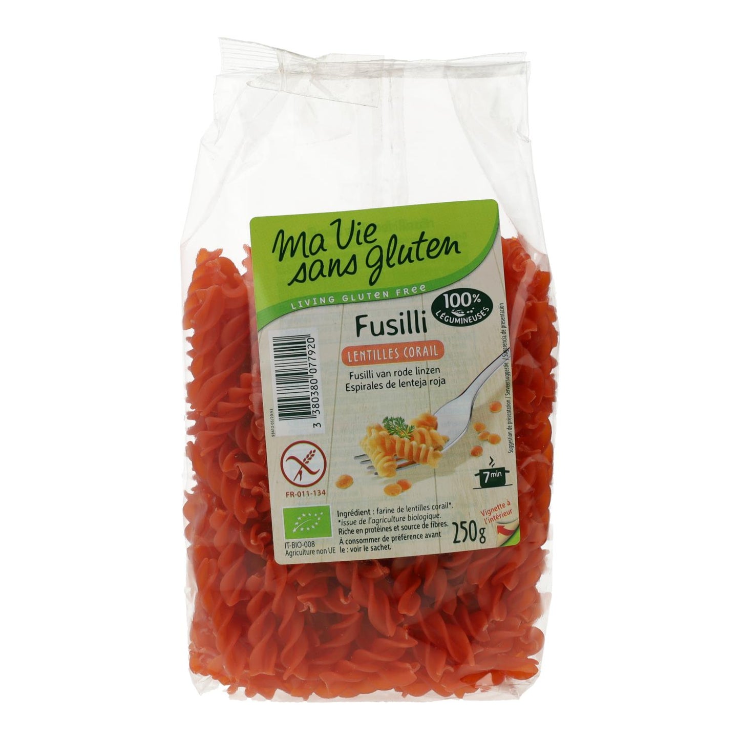 Ma Vie Sans Fusilli de Lentilha Vermelha Sem Glúten 250 g