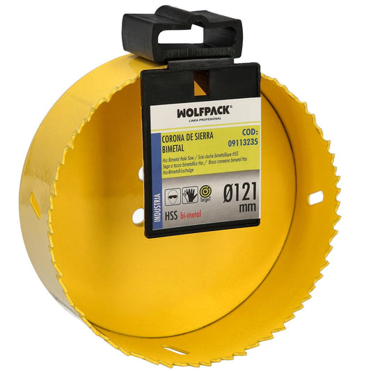 Corona Sierra Bimetal Ø 121 Mm. Templado Termico, Base Reforzada. Corona Madera, Broca Agujeros Madera, Acero, Hierro, Plasticos