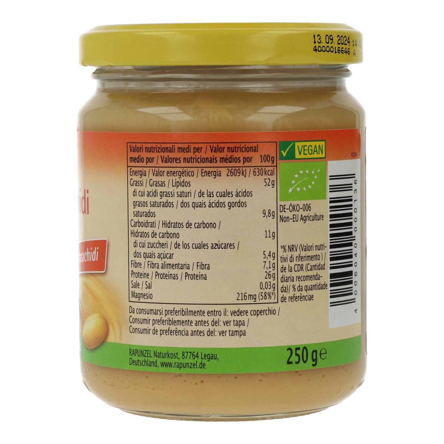 Manteiga de amendoim Rapunzel, 250 g