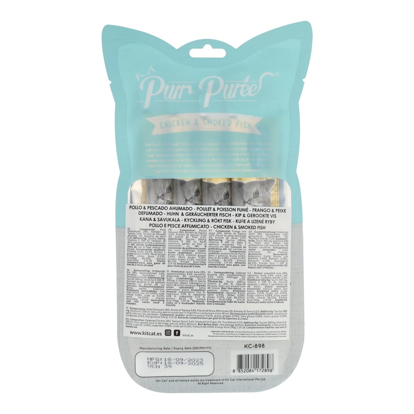 PurrPuree Cat Kit - Frango e Peixe Fumado 60g Snack cremoso para gatos