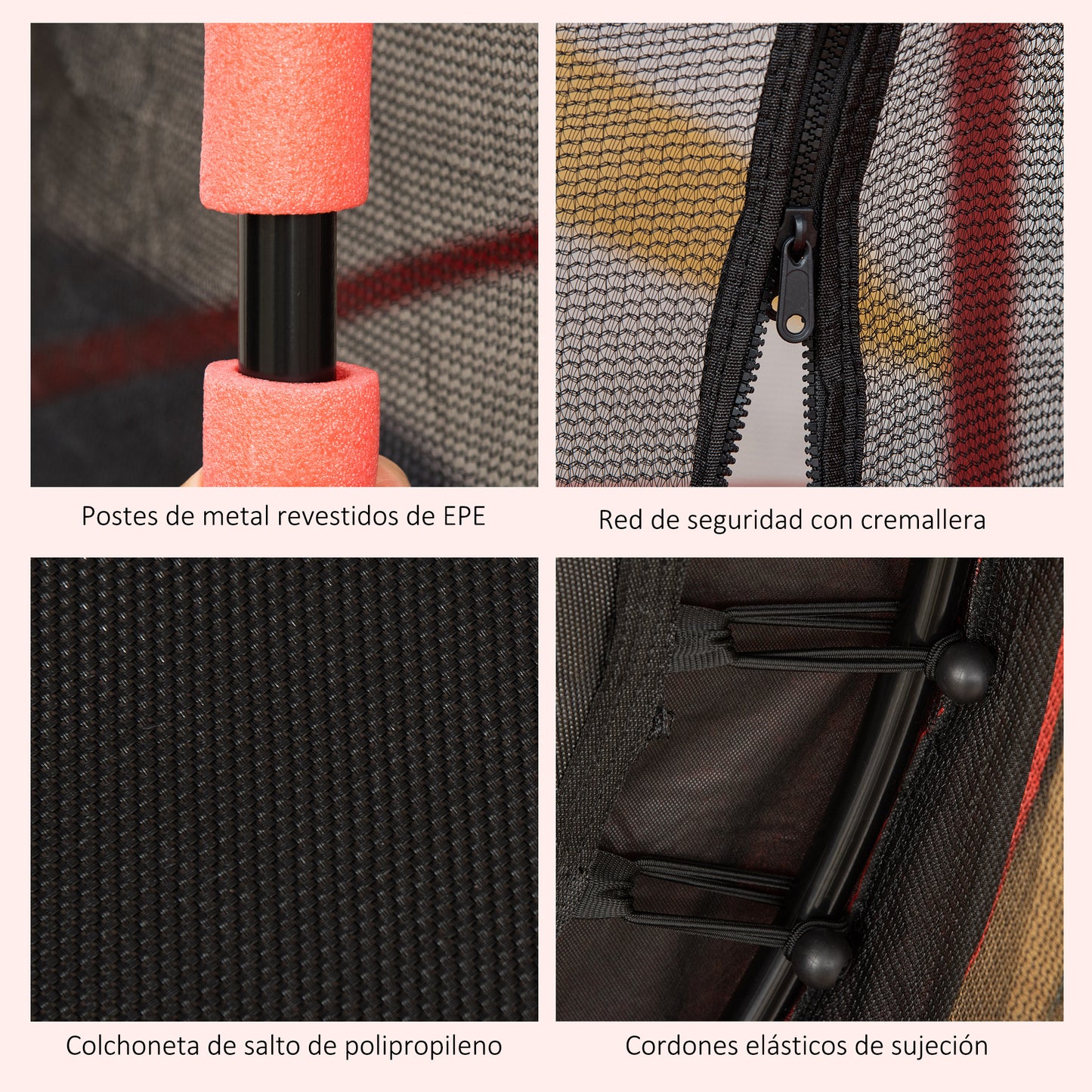 Homcom Trampolín Infantil Con Superficie De Salto Ø110 Cm Red De Seguridad Rojo_5