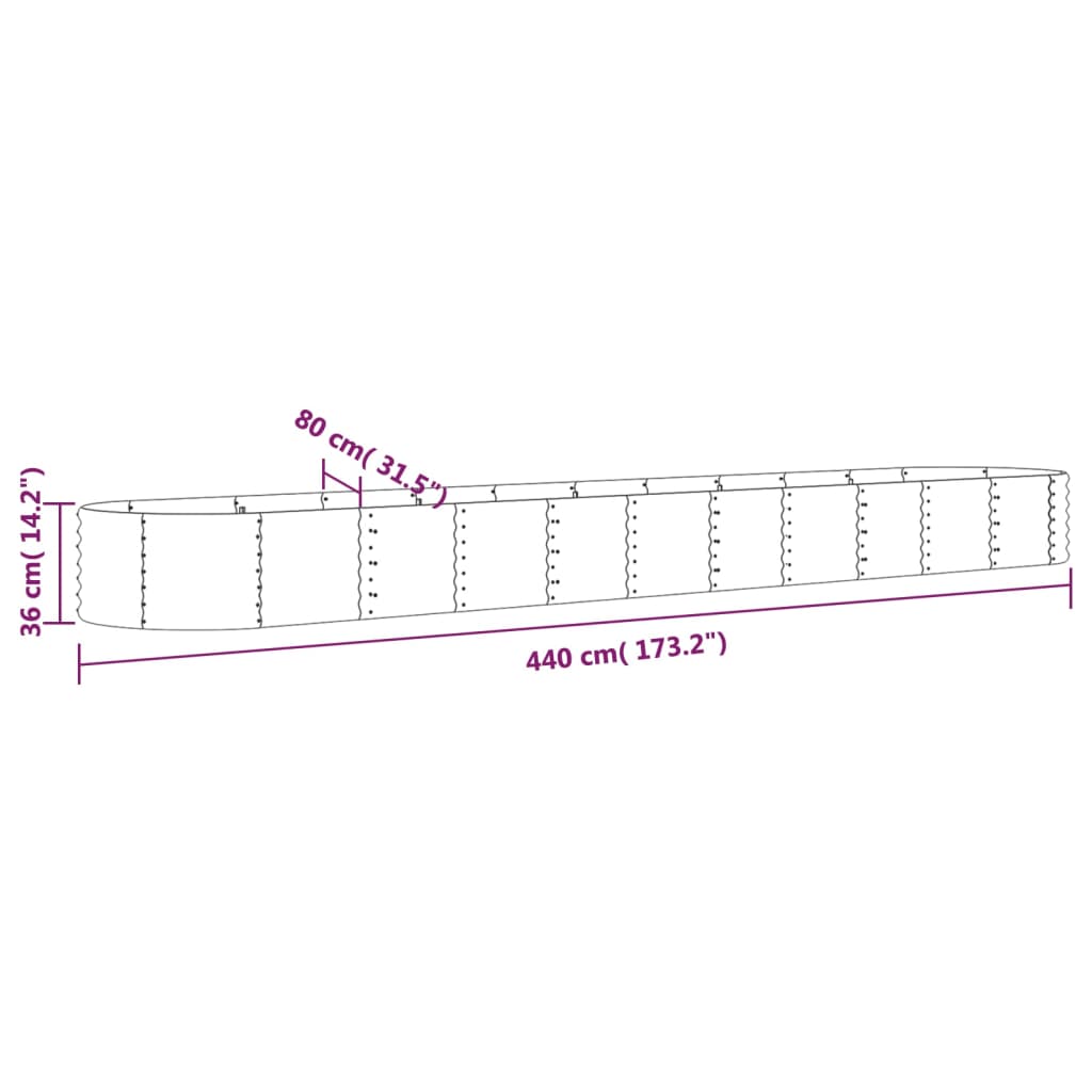 Jardinera Arriate Acero Galvanizado Gris 440x80x36 Cm_5