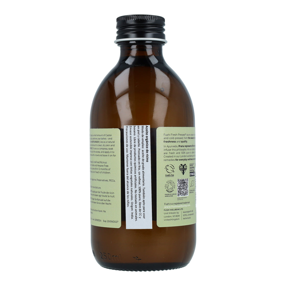 Óleo de Rícino Virgem Biológico Prensado a Frio Fushi 250ml