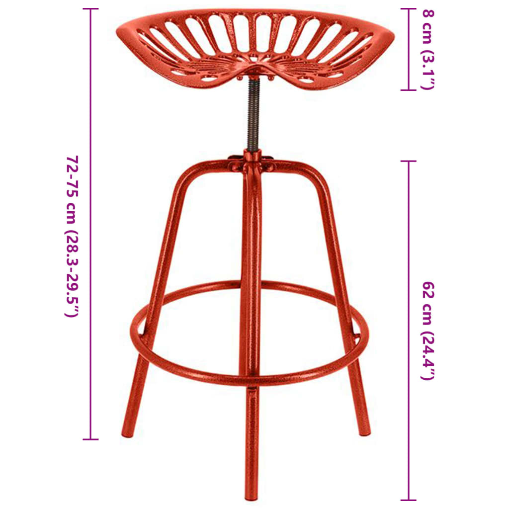 Esschert Design Taburete Con Forma De Asiento De Tractor Rojo_1