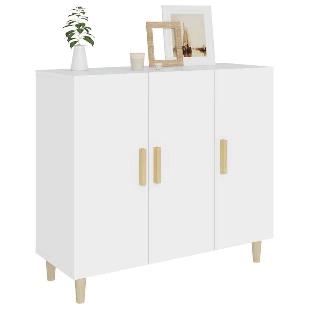 Aparador De Madera De Ingeniería Blanco 90x34x80 Cm / Vetonek_5