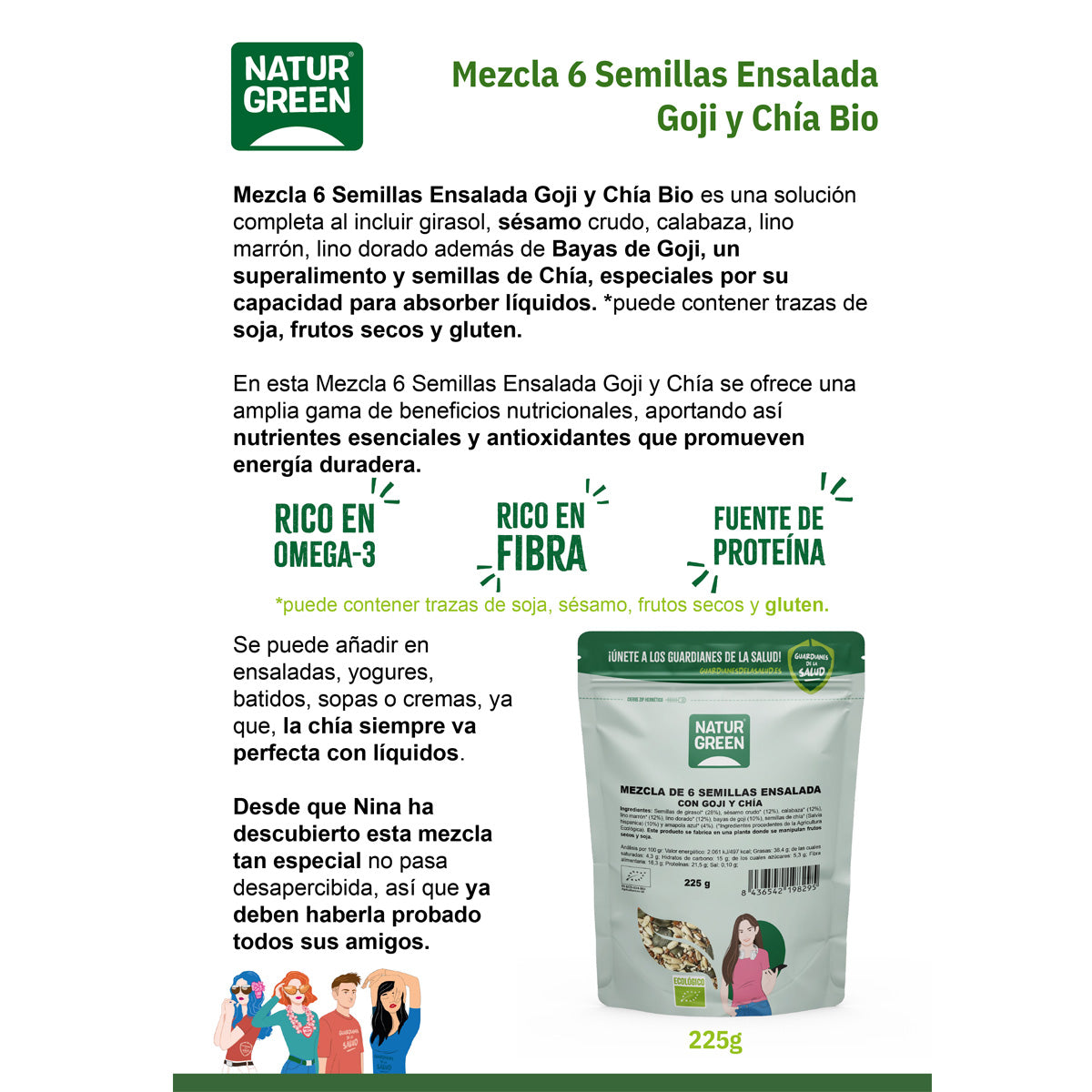 Mix 6 Sementes de Goji e Chia para Salada Bio NaturGreen 225 g