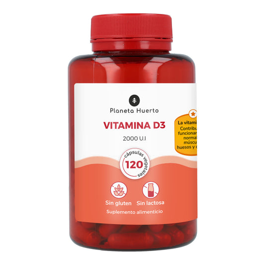 Vitamina D3 2000 UI Planeta Huerto 120 cápsulas vegetais
