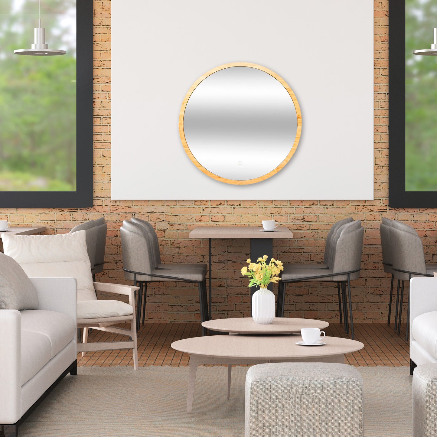 Well Home - Espejo De Pared Redondo, Con Luz Led_2