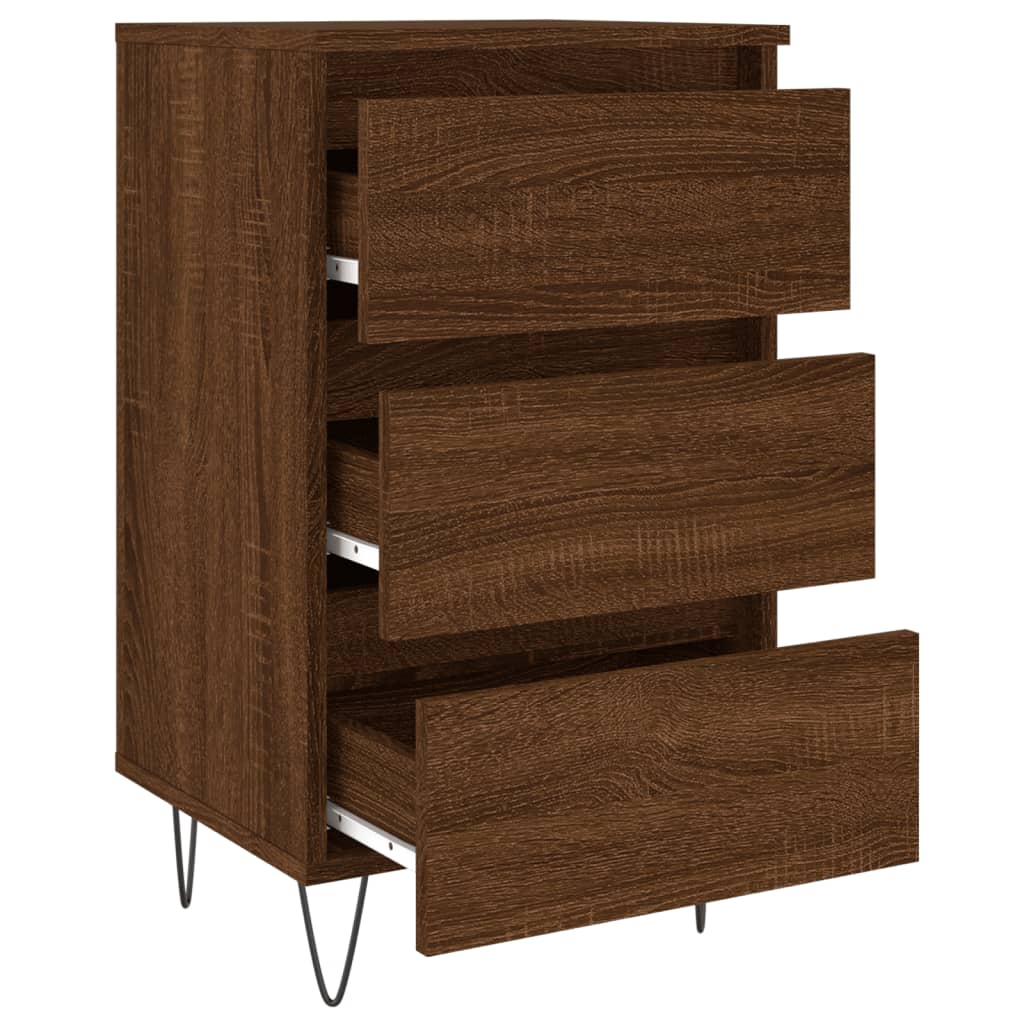 Mesitas Noche 2 Uds Madera Ingeniería Marrón Roble 40x35x69 Cm_4