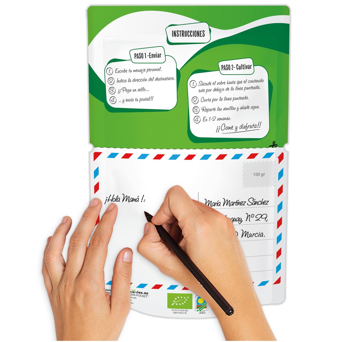 Postal de autocultivo Olá rebentos de mostarda