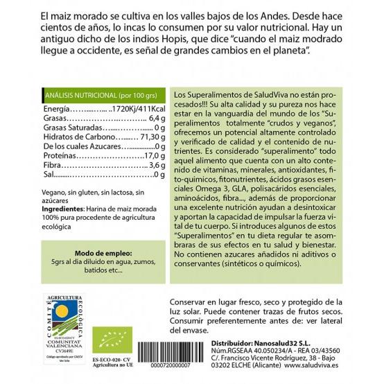 Pó de Milho Roxo Biológico Salud Viva 125 g
