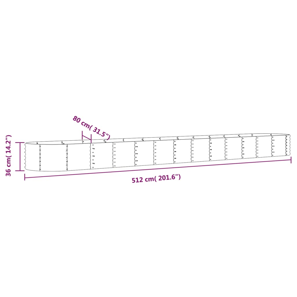 Jardinera Arriate Acero Galvanizado Gris 512x80x36 Cm_5
