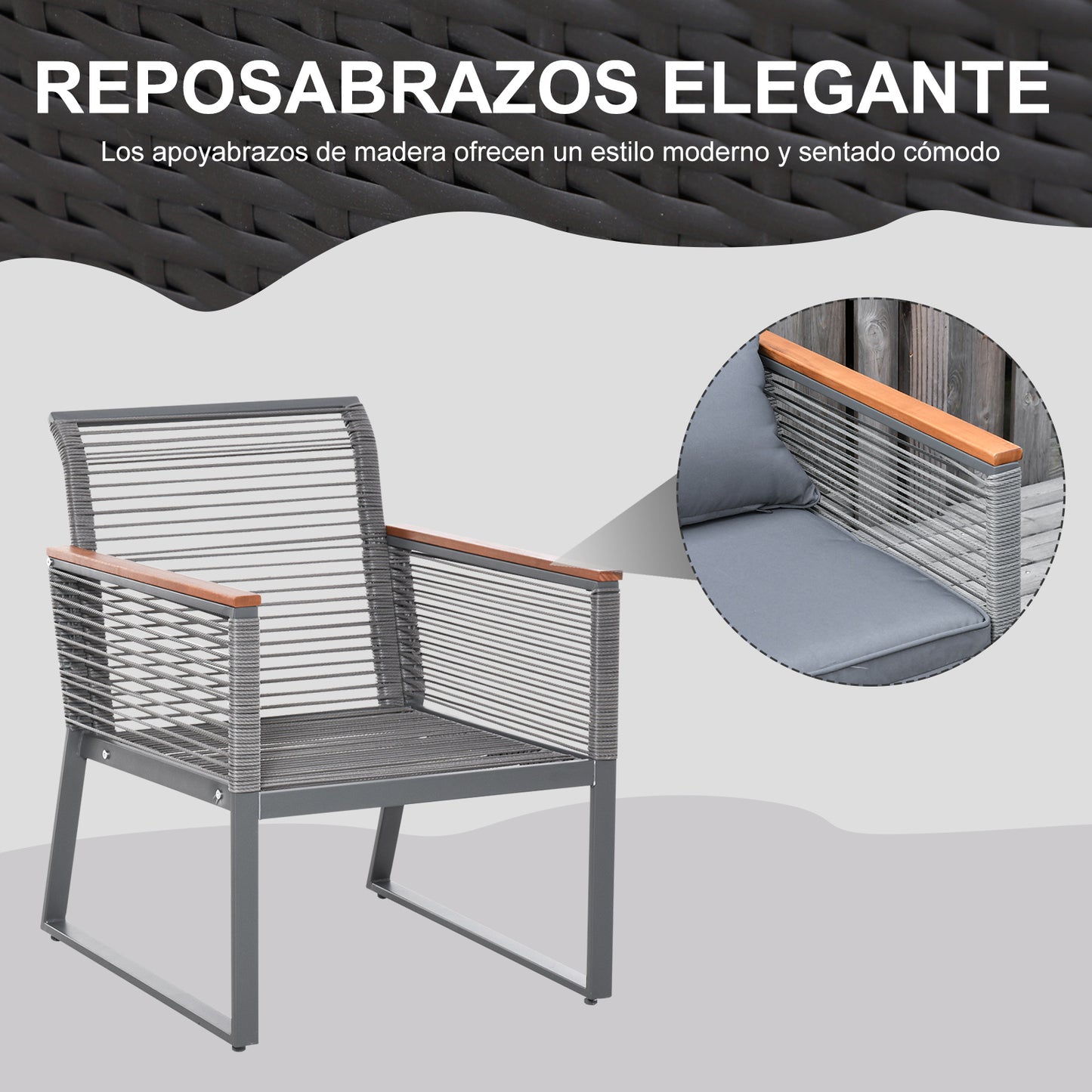 Outsunny Conjunto De Muebles De Jardín De 4 Piezas Ratán Con Mesa De Café_5