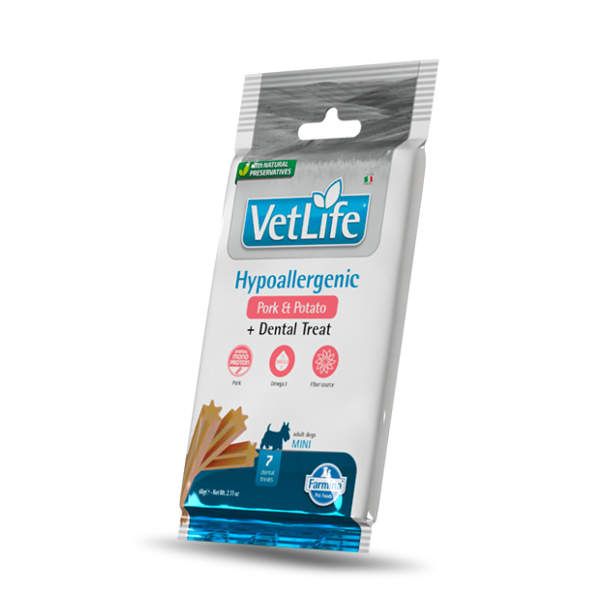 Treat vet life nat dog hipo carne de porco batata adulto mini, Farmina, 60 gr