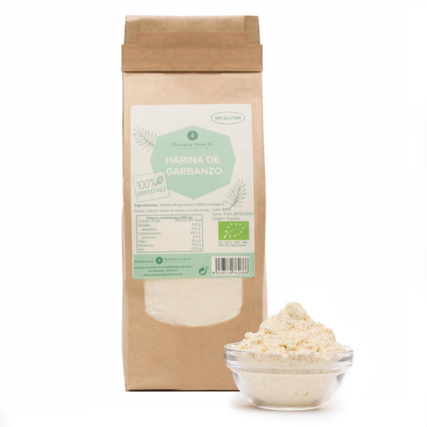 Embalagem de 2 Farinhas de Grão de Bico sem Glúten da Planeta Huerto, 1 kg