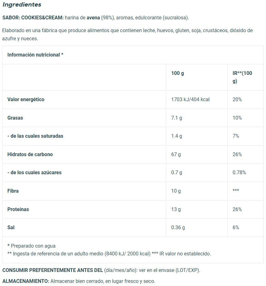 Avena Instantánea Biotech 1000 G Galletas Y Crema_5