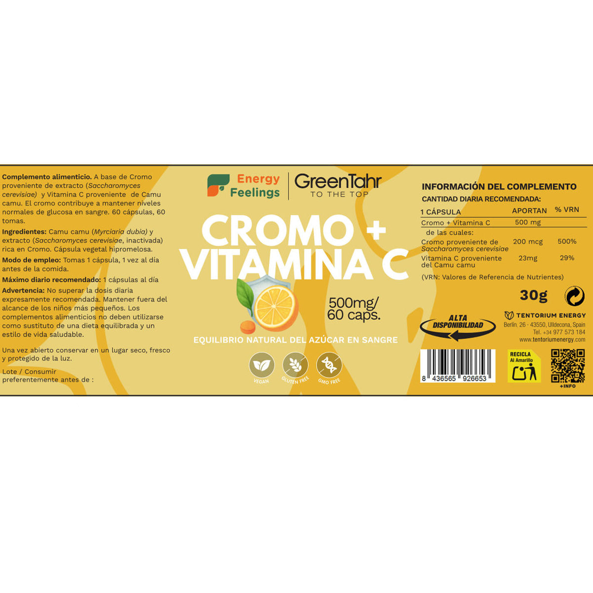 Cromo + Vitamina C cápsulas Energy Feelings 60 cápsulas