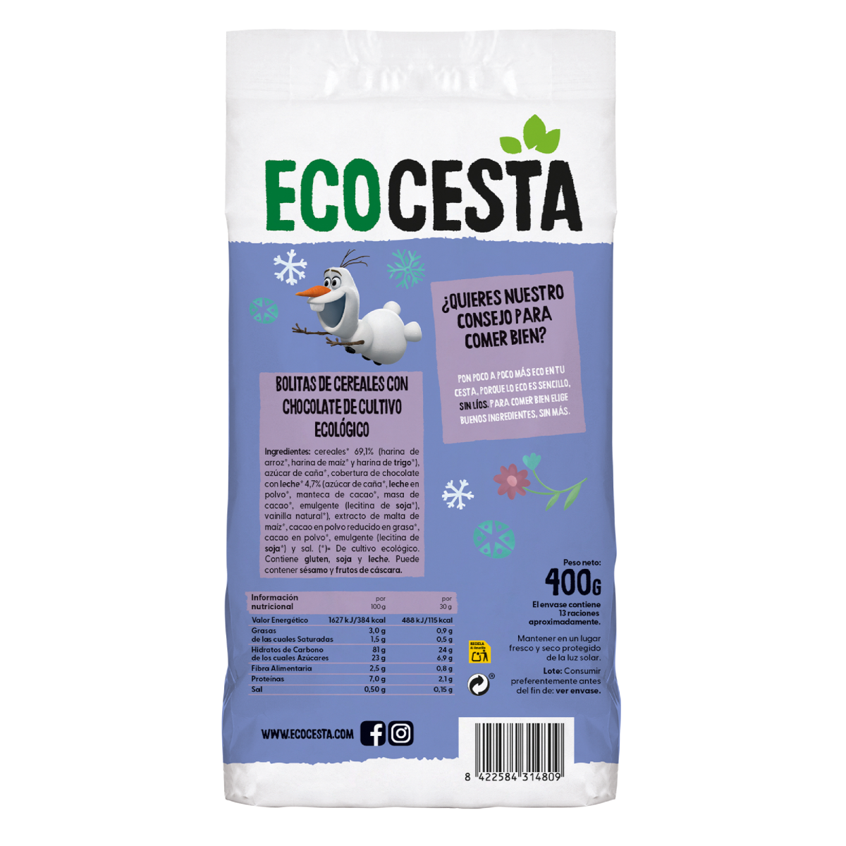 Bolas de Cereal de Chocolate Biológico Ecocesta 400g