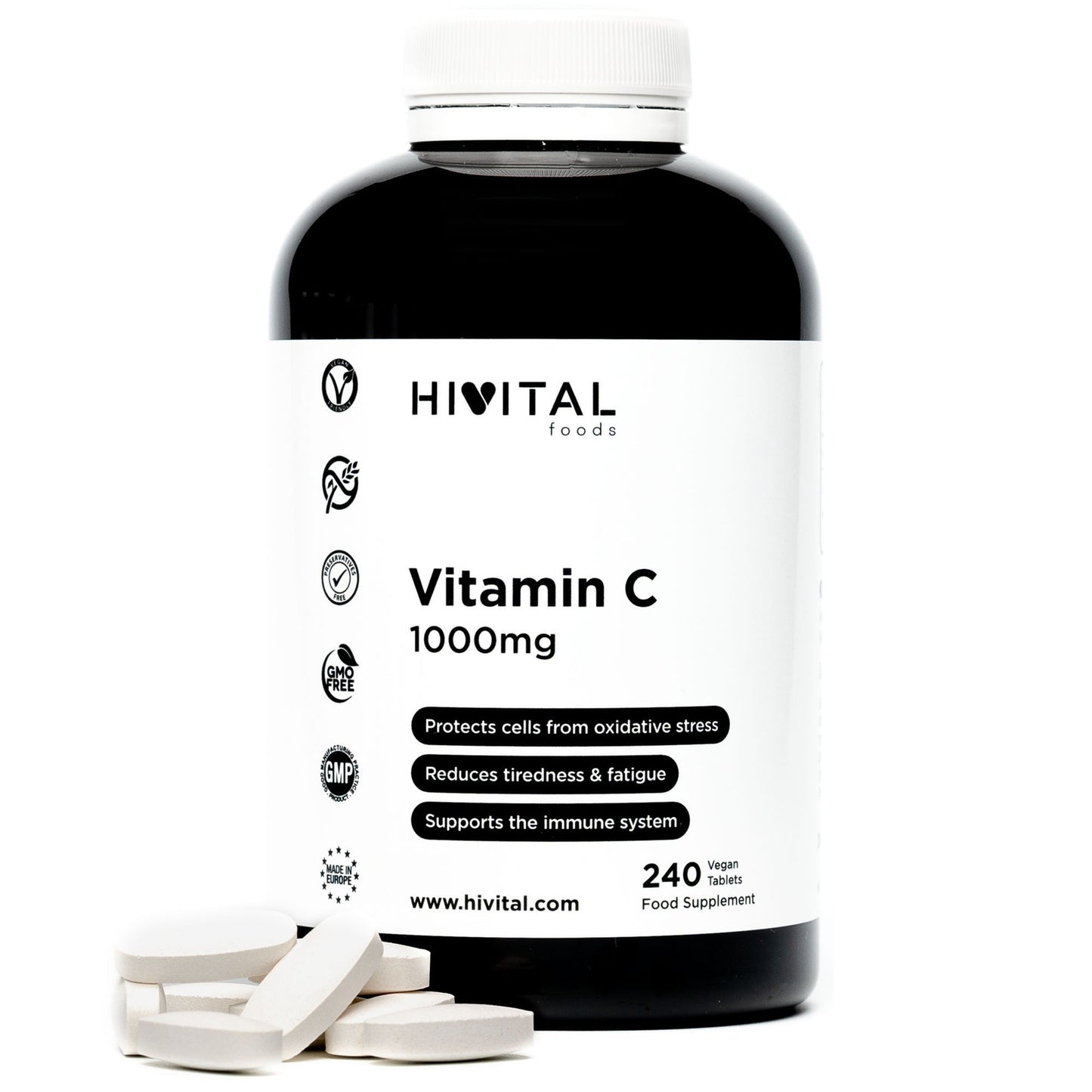 Vitamina C 1000 mg Hivital 240 comprimidos vegan