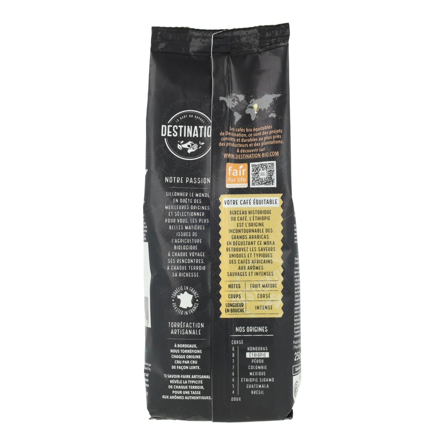 Café moído etíope mocha 100% arábica BIO Destination 250 g