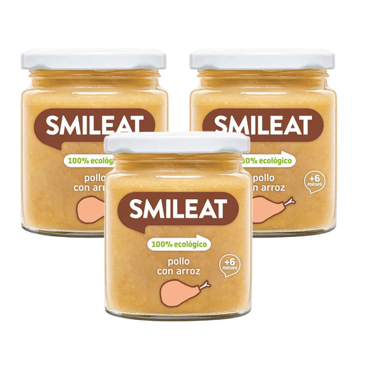 Pack de 3 frascos de frango e arroz biológico Smileat +6 meses 230g