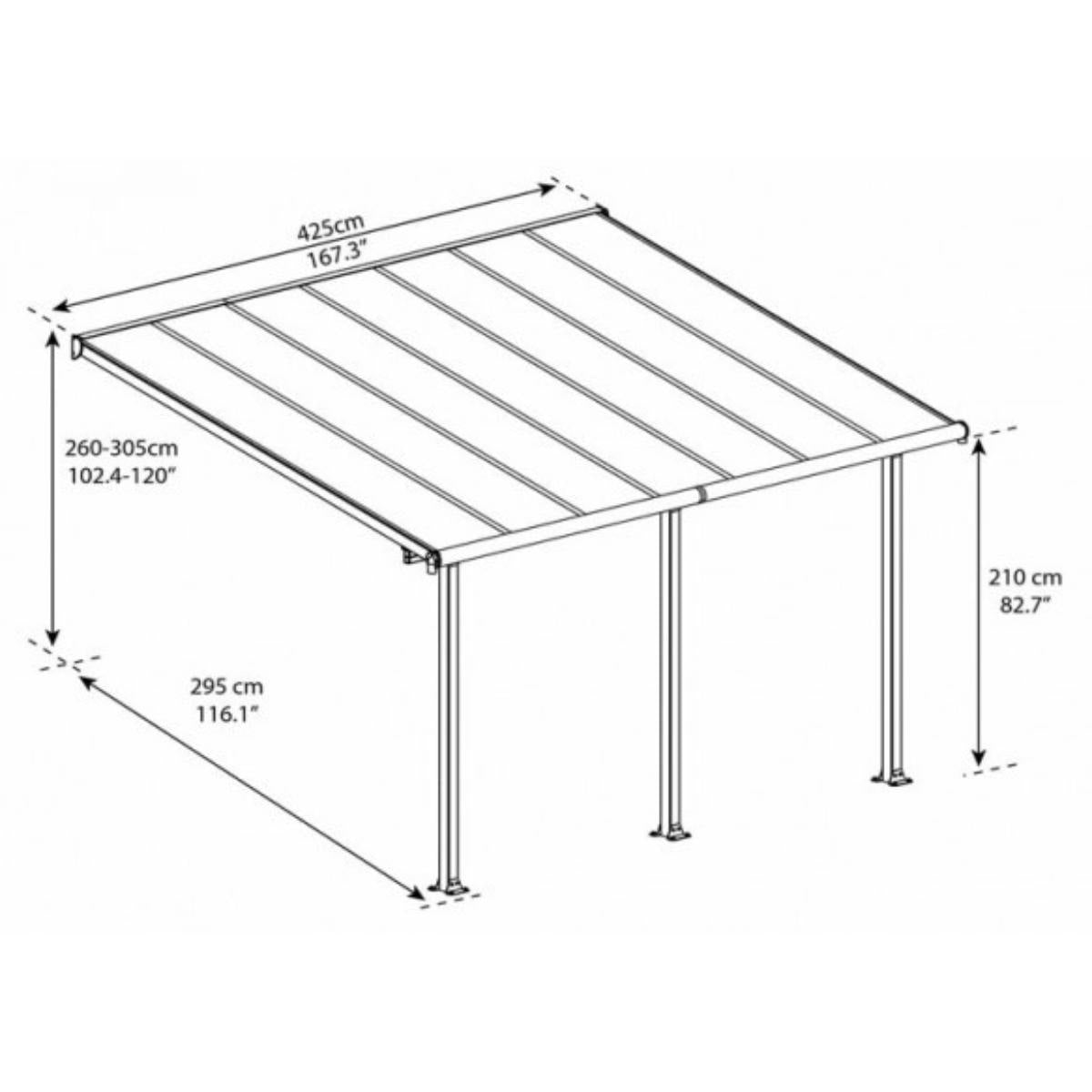 Pérgola anexa Olympia 425x294 cinzento