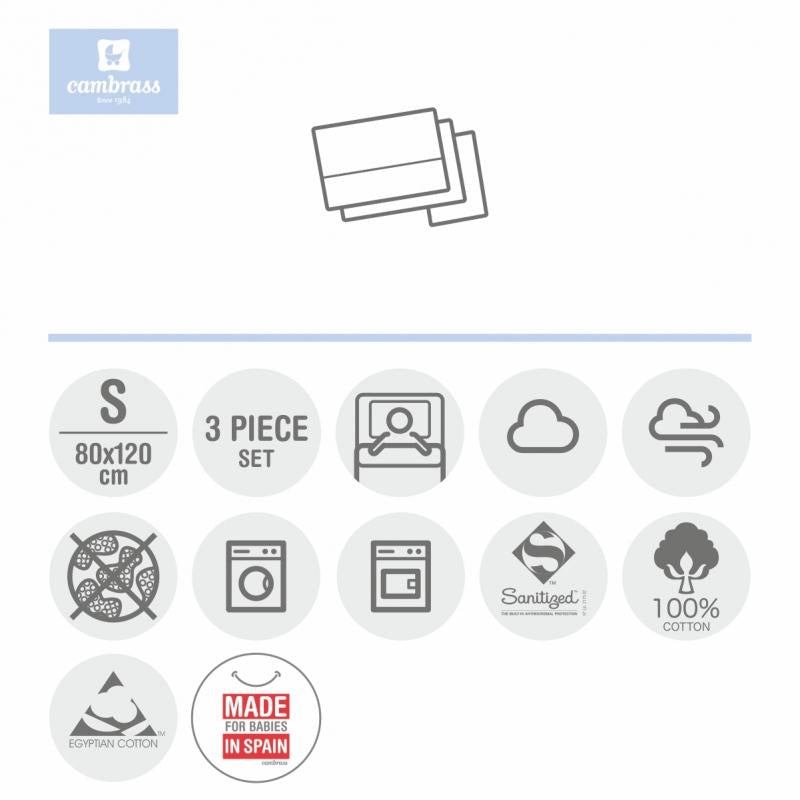 Lençol de berço Forest Cambrass Forest Pink Mini de 3 peças