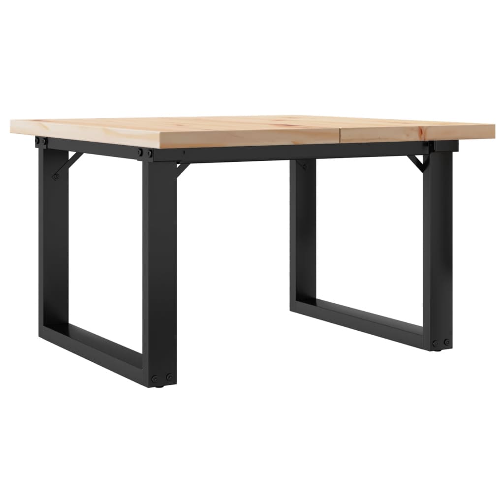 Mesa De Centro Marco O Madera Maciza Pino Y Acero 60x60x40,5 Cm_4
