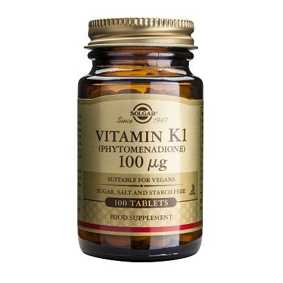 Vitamina K1 Fitomenadiona 100 mcg Solgar, 100 comprimidos