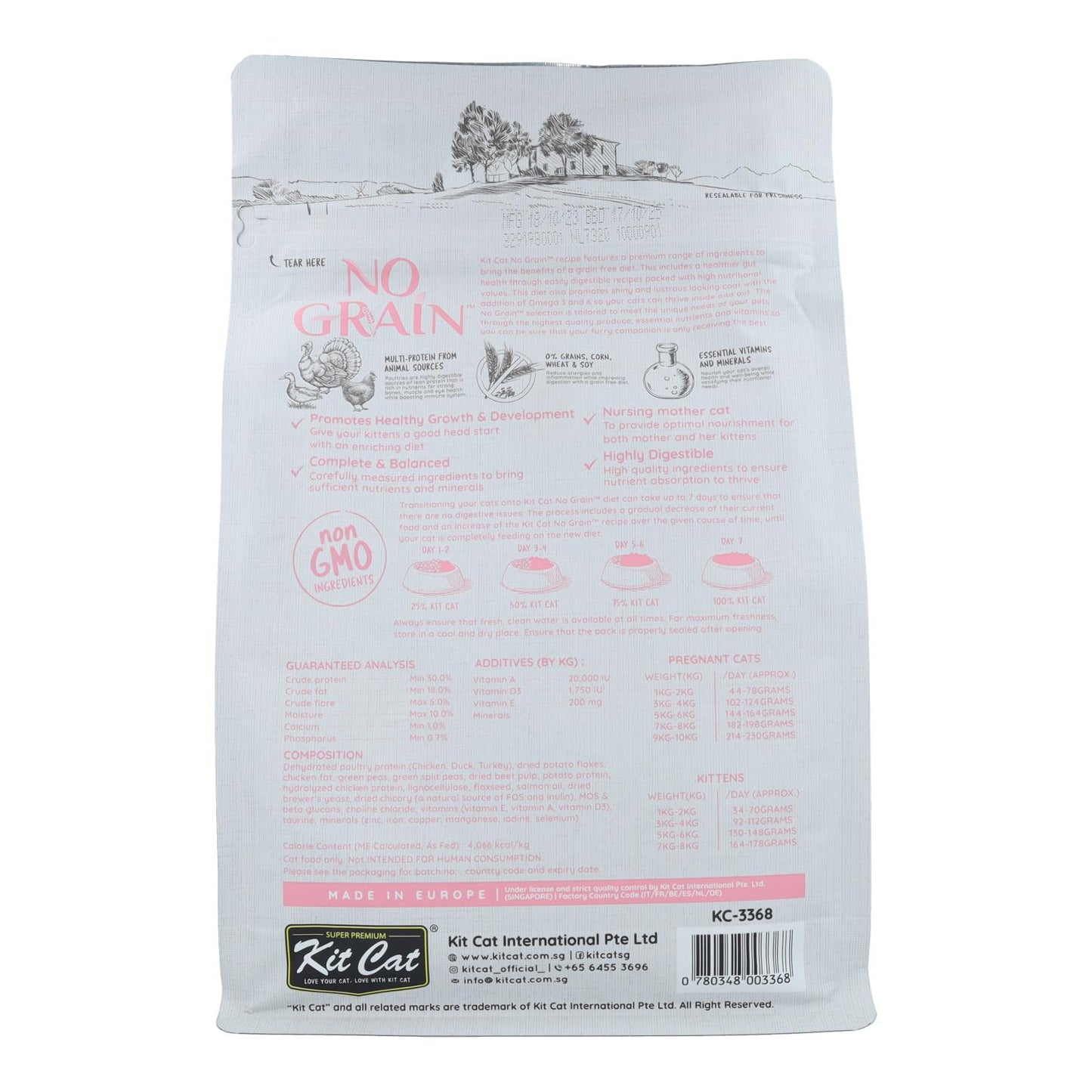 Kit Cat No Grain Cat Food - Receita para gatinhos 1 kg Alimento natural para gatinhos