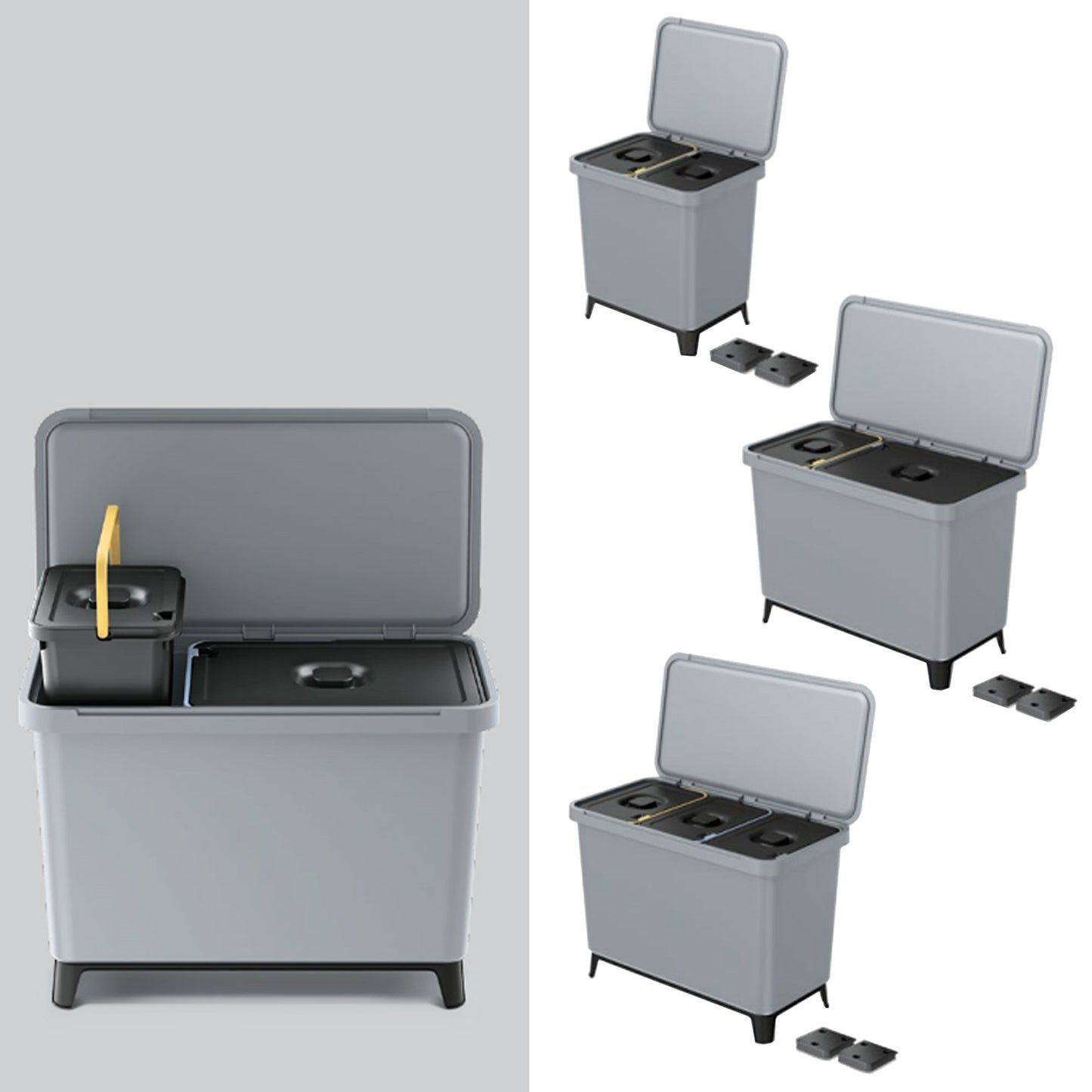 Sistema Clasificador De Reciclaje 3x10l Color Gris Keden