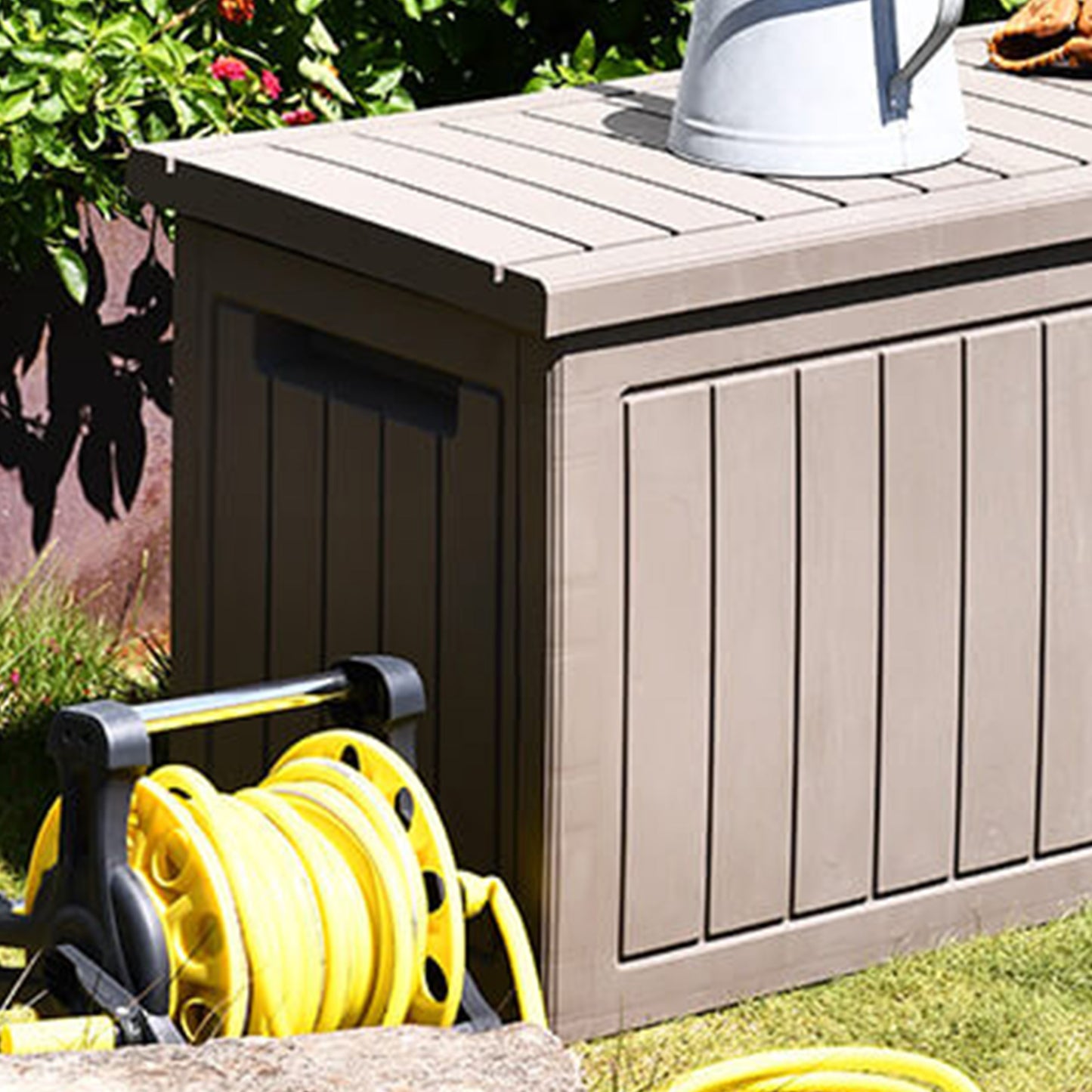 Outsunny Baúl De Almacenamiento 290l Con Asas Y Ruedas Carga Máx. 50kg_5