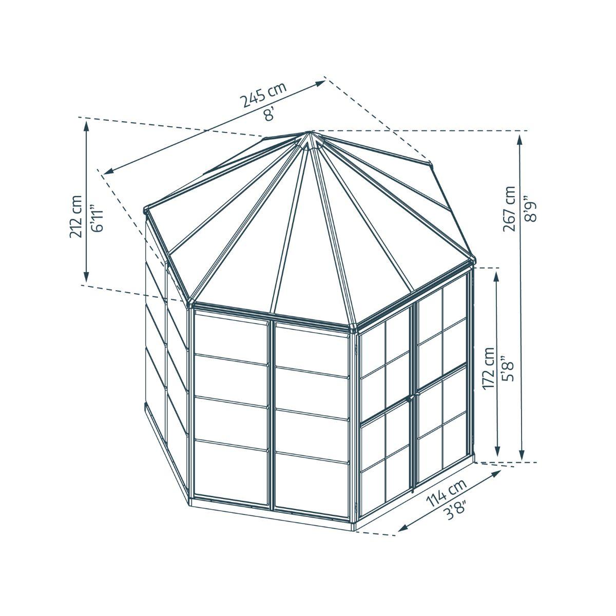 Estufa hexagonal Oasis 247x213x267 cm